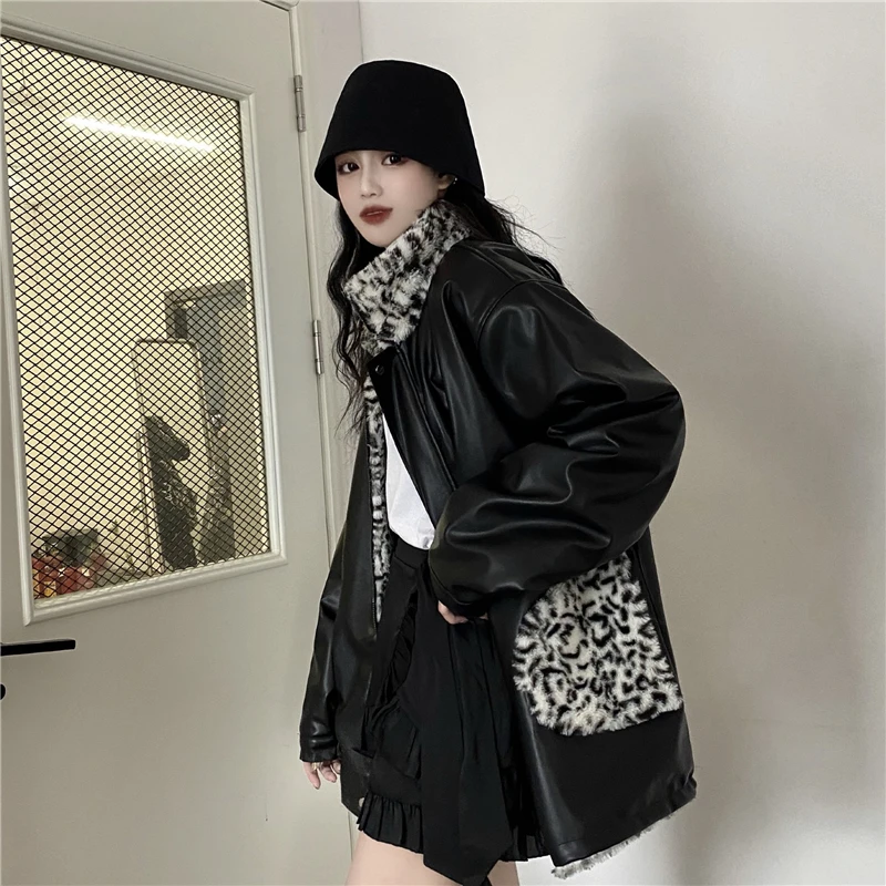 

Fall And Winter Loose-Fitting Leopard-Print Lamb Fur Fur Coat Jacket Woolen Jacket 2020